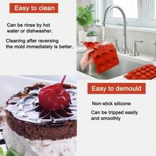 قالب سيليكون لتشكيل الحلويات والكيك والحلوى الفرنسية والموس والثلج المجوف بقطر 4 سم وإرتفاع قصير و15 حُفرة