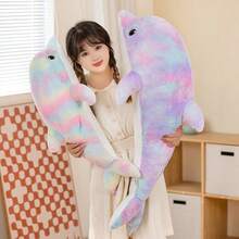 Large Cute Colorful Plush Dolphin Doll, Soft Cartoon Shaped Pillow, Holiday Birthday Party Decor, Children's Gift, Suitable For Christmas, Valentine's Day, Both Men And Women - Multicolor - View 10
