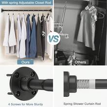 Barra de clóset para colgar, de 30 a 50 pulgadas, extensor de barra de clóset para colgar – Barra colgante ajustable de ropa negra, estante organizador de ropa de clóset de acero inoxidable, barras de - 30" - 50" - Ver 6