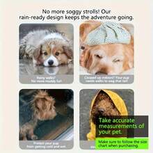 大、中、小型金毛寻回犬3D恐龙图案带尾巴雨衣，全腿宠物狗雨衣