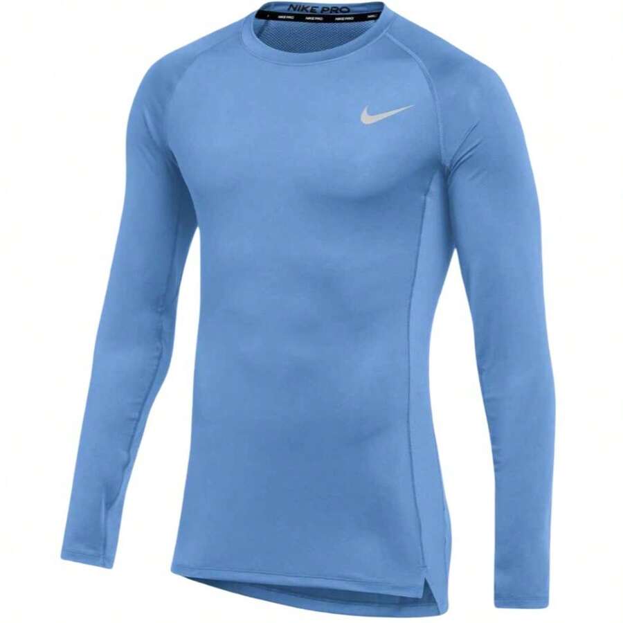 Nike Men's Pro Training Top Long Sleeve Shirt - Light Blue - 查看 1