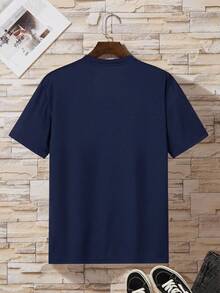 GRDR Men's Fashionable Printed Round Neck Short Sleeve T-Shirt, Suitable For Outdoor Casual Wear - Navy Blue - View 5