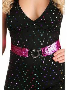 Dreamgirl Adult 70s Disco Costume Women, Disco Jumpsuit, Disco Halloween Costume - màu đen - Xem 9