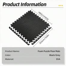 DDCAQIOUA Thảm thể thao xốp EVA mật độ cao, thảm sàn liên kết, chống trượt, bền và thoải mái, thích hợp cho gia đình, phòng khách, thảm xốp phòng tập thể dục - màu đen - Xem 8