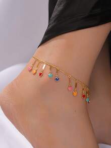 1 Pc Women Multicolor Beads Summer Anklet, Fashionable Ins Style, Suitable For Beach, Vacation, Daily Wear - Multicolor - View 10