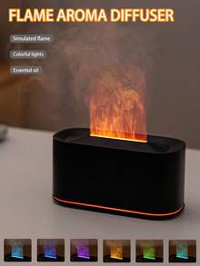 1pc Fragrance Diffuser, Essential Oil Diffuser, Aroma Diffuser With 7-Color Flame Simulation Night Light, Suitable For Office, Living Room, Bedroom, Yoga Studio, Car
