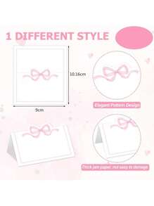 50 piezas Tarjetas de mesa con lazo rosa, tarjetas de nombre de estilo carpa con lazo lindo, tarjetas de asignación de asientos en blanco, suministros de decoración de mesa de fiesta de cumpleaños para decoración de mesa de fiesta de cumpleaños, regalos, decoraciones de graduación, cumpleaños, decoraciones de fiesta, decoraciones de boda, verano, playa, regreso a la escuela, útiles escolares, decoración de habitación