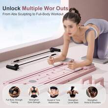 SIDIANBAN Pilates Board, Foldable Pilates Reformer Set, Multi-Purpose Pilates Reformer Board For Home, Pilates Exercise Sliding Board Fitness Equipment For Men, Women