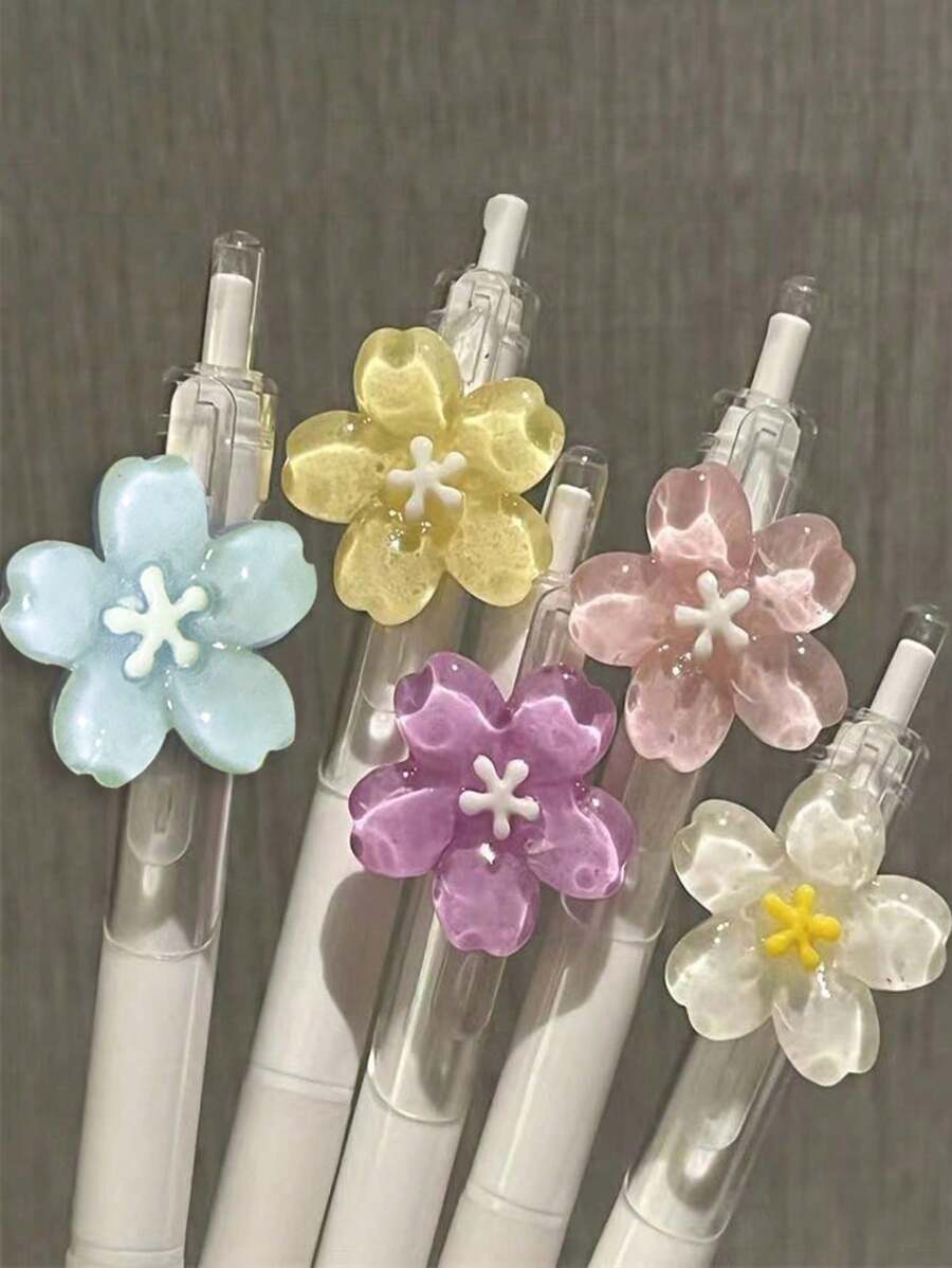 1 Stück koreanischer Stil süßer und modischer transparenter Blumen Muster Gelschreiber, Unterschriftsschreiber, schnell trocknend und glatt schwarz, 0,5 mm Stiftmine, geeignet für Studenten, Büros, Bürobedarf, Prüfungen, Bibliotheken, Krankenhäuser, Ärzte, Krankenschwestern, Familien, Prüfungen, Schulen, Lehrer, geeignet als Geschenk für Freunde, Mitschüler, Familienmitglieder, Kinder, Geschwister und zur Vorbereitung von Büromaterial, Rückkehr zur Schule