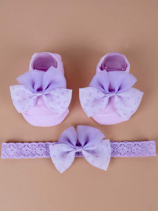 طقم عصابة رأس وجوارب غير انزلاقية للمواليد الجدد، عصابة رأس بفيونكة من قماش مُحبك لحماية الفونتانيل، إكسسوارات للتصوير الفوتوغرافي للمعالم