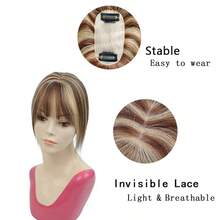 #4/27 5x9cm Hair Topper 2 Clips With Invisible Lace Human Hair Hair Toppers For Women Natural Włosy For Thin Hair One Piece Toppers 5x9cm Base - SP4/27 - View 5
