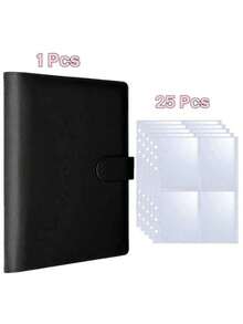 1 pieza Álbum de fotos A5 de KPOP con 25 páginas, 4 bolsillos por página y 200 espacios para tarjetas, con cubierta de piel sintética para organizar tarjetas