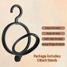3 PCS Hanging Wig Stand Foldable Holder Portable Collapsible Rack For Multiple Wigs Or Hats Holder Wig Stand Display Tool (Black)