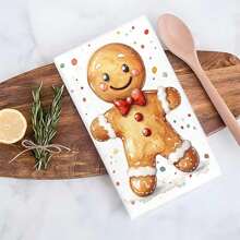 1set/2 Pieces /100 Pieces Christmas Gingerbread Man Patterned Kitchen Towels And Dishcloths, Suitable For Interior Decoration In Restaurants, Kitchens And Bathrooms, As Well As Party Decoration. They Can Be Given As Festival Gifts