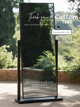 1pc Custom Mirror Decorative Sticker, Sticker Decor, Living Room, Bedroom, Bathroom Decor, Elegant Font, Available In Multiple Colors: Black, White, Pink, Red, Yellow, Gold, Colorful, Green, Etc.