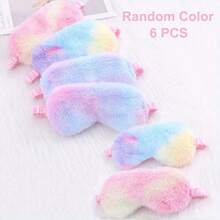 6 Stücke weiche Samt Schlafmaske, mit Hufeisen Muster, flauschig bequemer Reißverschluss, nicht elektrisches Material, geeignet für Reisen, Partys und Übernachtungen - perfekt zum Entspannen und Schlafen zuhause oder unterwegs