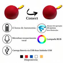 Caixa de Som Alaxe Bluetooth com Super Bass e Comando de Voz via App (PEQUENA) - Branco - Visão 2