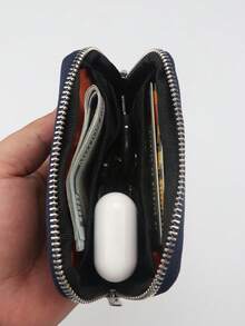 1pc Minimalist Compact Multi-Function Coin Purse, Mini Key Holder, Product Size: 11.5cm*7.5cm*2cm - Navy Blue - View 3