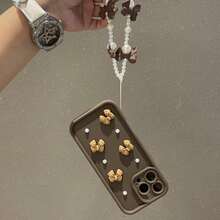 1 chiếc ốp lưng điện thoại chống rơi toàn diện kèm dây đeo hình nơ và ngọc trai giả, tương thích với iPhone 16/15 PRO MAX/15 PLUS/15 PRO/15/14 PRO MAX/14 PLUS/14 PRO/14/13 PRO MAX/13 PRO/13/12 PRO MAX/12 PRO/12 PRO MAX/11 PRO/11/XS MAX/XR/XS/7/8 PLUS, ốp bảo vệ trong suốt chống sốc, ốp điện thoại trang trí hình bướm ngọc trai giả kèm dây đeo hình bướm, tương thích với Samsung Galaxy A14 A34 A54 A15 A25 A35 A55 S23 S23Plus S23ultra S23fe S24 S24plus S24ultra S24fe S25 S25plus S25ultra Chống thấm nước và chống trầy xước - màu nâu - Xem 4