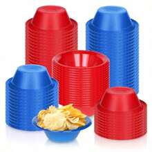 100Pcs 12Oz Patriotic Disposable Plastic Bowls 4th Of July Red Blue Candy Dert Bowl Salad Snack Bowls For Independence Day Memorial Day Party Plies - 紅藍 - 查看 1