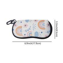 1pc Wave Art Painting Marble Eyewear Cases Cover Sunglasses Case Starry Sky Sun Moon Face Glasses Box With Zipper Portable Eyeglass Cases - Multicolor - View 6