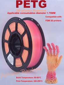 MXLX PETG 3D Printer Filament, 1.75mm, 1kg (2.2 Lbs), High-Precision, Strong, Odorless, Fluid, Moisture-Resistant 3D Printing Filament, Available In A Variety Of Rainbow Colors.