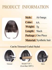 1 件合成空气刘海假发耐热假发女士女孩自然短假刘海黑发棕色刘海发夹接发空气刘海接发窗帘刘海金色厚刘海女士夹式刘海法式刘海弧形刘海日常佩戴狂欢节新年可用 - 巧克力棕 - 查看 4