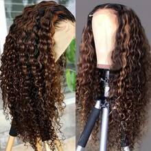 30 Inch Highlight Ombre Lace Front Wig Human Hair Pre Plucked 1B/30 Black Brown 13x4 HD Lace Frontal Wigs Human Hair Deep Wave Honey Blonde Human Hair Wigs - Bắt nguồn từ & Ombre - Xem 4