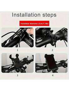 1pc Black 4-Claw H-Type Stable Bicycle/Motorcycle Phone Holder, 360° Rotation, Fits 4.5"-7" Smartphones, Anti-Shock Anti-Drop Universal - Black - View 5