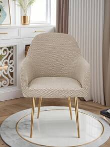 1 件卡其色纯色提花条纹弧形，经典简约设计，高弹性防尘可拆卸可洗全罩椅套，适用于酒店、客厅、书房、餐厅、日常使用，米色、黑色、秋季装饰、房间装饰、返校、学校用品 - 彩色 - 查看 9