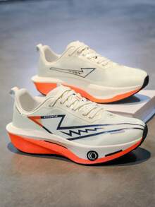 Men's Breathable Road Running Shoes - Shock-Absorbing & Wear-Resistant Sole, EVA Cushioning, Lightweight Low-Top Sneakers With Striped Design, Suitable For Gym, Jogging And Daily Wear, Fashionable Sports Style With EVA Soft Insole