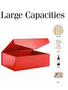1pc - Extra Large Red Gift Box With Lid, Groomsman Proposal Box, Luxury Red Covered Gift Box, Suitable For Wedding, Birthday, Party, Christmas, Bridesmaid, Graduation Gifts (3 Sizes) - Red - View 8