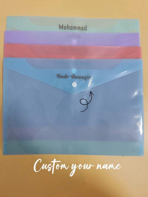 [Custom] 2/5pcs 16mil Muted Color Plastic Snap Button Seal File Folders, Suitable For DIY And A4 Size; Thick, Large Capacity To Hold Documents, Papers, Exams; Suitable For Office, Study, Daily Storage Needs, Multi-Functional Scenarios For Students, Business, Home, Back To School