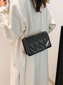Multi Functional Solid Color PU Leather Flap Quilted Bag, Simple Large Capacity Travel Vacation Metal Chain Square Bag, Simple Diagonal Shoulder Bag, Black Square Bag, Fashionable Business Commuting Shoulder Bag, Lightweight Outdoor Shopping Women's Crossbody Bag,Women's Tote Bag, Women's Fashion Backpack, Women's Functional Backpack, Women's Handbag, Women's Shoulder Bag, Women's Dinner Bag, Women's Backpack, Wallet, Elegant Women's Handbag, Handbag, Women's Work Bag, Travel Essentials, Beach Bag, Women's Wallet And Handbag, Essential Items For Shipping, White Wallet, Vacation Essentials, Wedding Supplies - 彩色 - 查看 6