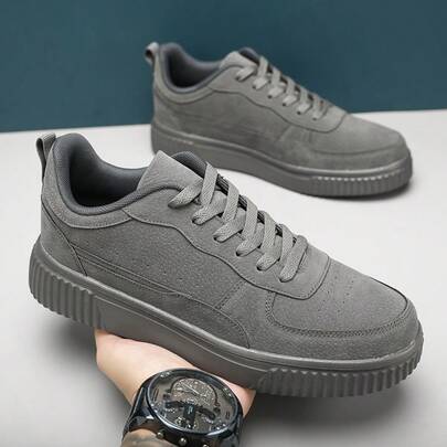 WANWEISI Baskets décontractées rétro pour hommes au printemps, chaussures en canevas polyvalentes à tige basse pour hommes, kaki, gris