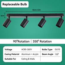 CANMEIJIA Spot encastré au plafond GU10, lampe de plafond moderne en aluminium, spots simples/doubles/triples/quadruples, noir/blanc, avec ou sans ampoules, installation facile, convient pour couloir, entrée, vitrine, pièce, cuisine, hall d'exposition, salle de lecture, salle à manger, bar, chambre, café, salon, magasin de vêtements
