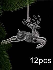 3D Acrylic Transparent Deer Hanging Ornaments, Nordic Minimalist Style Hollow Reindeer Decor, Matte Texture, Christmas Party Decoration, New Year Gift, Winter Window Display, Ice & Snow Home Decor