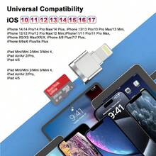 1 Pack Compatible With IPhone 14/13/12/11/XS/8/7 Pro Plus Max TF Card Reader Adapter Adapter Card Reader - Silver - View 7