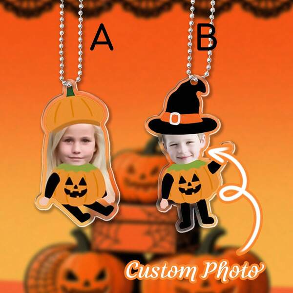 Individuelle Kürbis Kostüm Aufkleber - Acryl, Kinder Halloween Geschenk Schlüsselanhänger, Party Atmosphäre Geschenk, Überraschungs Halloween Kürbis Element Deko Anhänger, Rucksack Geldbörse Schlüssel Dekoration Halloween Geschenk