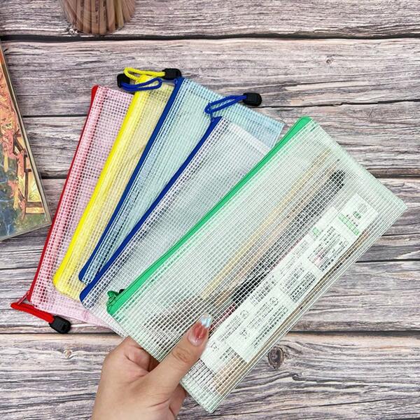 10PCS Clear Pencil Case, Mesh Pencil Pouch Zipper File Bags, Wallets Folders Waterproof Travel Storage Pouch For School Supplies, Bills, Cosmetics, Stationery And Travel Accessories