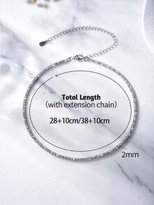 1 件 2 毫米顶级品质嘻哈四爪钻石网球链白金可调节锁骨项链 S925 或 925 纯银闪亮轻奢高端精致珠宝礼物送给女士 - 2mm高級滿鑽項鍊 - 查看 11