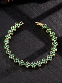 1pc Fashionable Colorful Four-Leaf Clover Copper Zirconia Bracelet For Men, Punk Hip-Hop Men's Bracelet, Suitable For Daily Wear - Bracelet - View 24