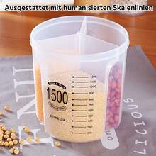 Vorratsdosen 2er‑Set 1,5 L für Lebensmittel, Blütenblattklappe, Trennwanddesign, Aufbewahrungsbox Küche luftdicht, Behälter mit Deckel, Vorratsbehälter Plastik, Frischhaltedosen mit Deckel, für Vollkorn, Bohnen