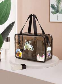 1PC Storage Bag Makeup Travel Bag Make Up Brush Bag Toiletry Bag Transparent Single-Layer Makeup Bag Made Of PVC Material, Hand-Held Toiletry Bag, Cosmetic Storage Bag, Beach Bag,Essential For Traveling Makeup Travel Toiletry Organizer Clear Essentials Gifts Storage Zipper.