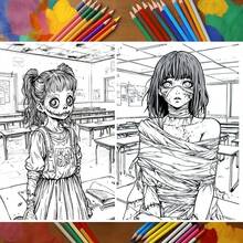 [NEW Terror Campus Coloring Book] 1pc Original Coloring Book , 22 Pages Single-Sided Printing, Clear Lines And Exquisite Patterns, Ideal For Relaxation | Perfect Gift For New Year, Valentine's Day, Christmas, Birthdays, School Holidays, Perfect For Adults & Teens & Child - Multicolor - View 6