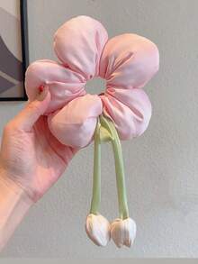 1 件郁金香花朵发圈，女孩发髻发饰，仙女美学发带，适合日常使用，可爱儿童发饰 - 彩色 - 查看 2