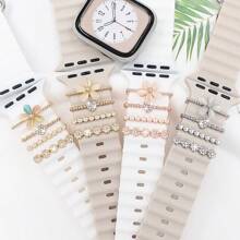 4pcs Universal Silicone Watch Band Decoration Ring, Decoration Studs, Suitable For Apple Watch - Multicolor - View 11