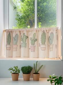 1pc Minimalist Linen Printed Curtain Partition Desk Skirt, Versatile