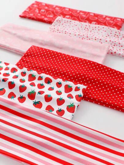 1-6pcs Women's Casual Cute Street Style Strawberry, Polka Dot, Colorful Stripe Print Beach/Holiday Headband, Made Of Polyester, Versatile For Daily Wear Hair Accessories Sports Hair Bands Women Turban Running Hair Wrap Cycling Sweatband Autumn Accessories Fall Women Scarf