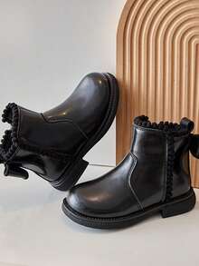Botas para niñas, nuevas botas cortas para niños en otoño/invierno, zapatos para niños, zapatos para niñas pequeñas, botas de princesa con lazo